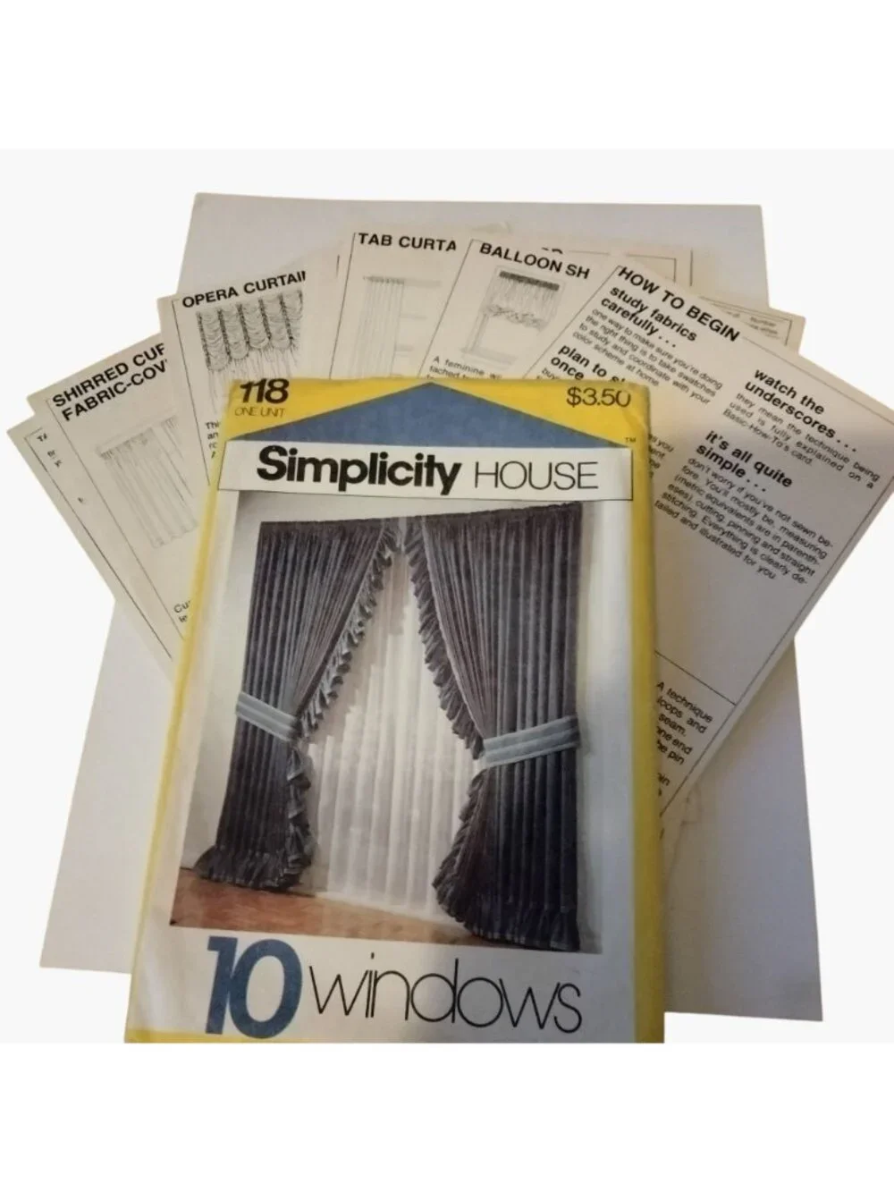 Simplicity House Sewing Pattern Window Curtains Instructions 10 Card Packet 118
